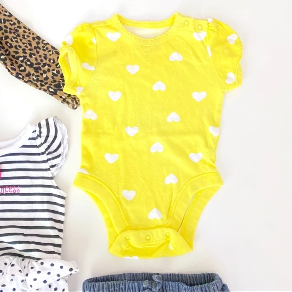 Baby Girl Clothes Bundle 6M Lot Bodysuits Shorts Outfits Mixed Brands 6pc
